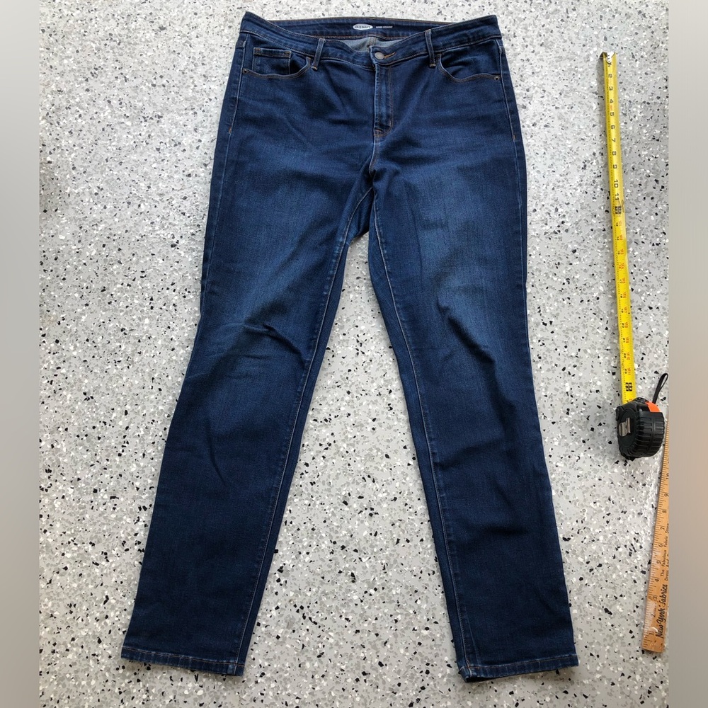 14 Tall, Old Navy Women's Power Straight-Leg Jeans in Dark Blue Wash